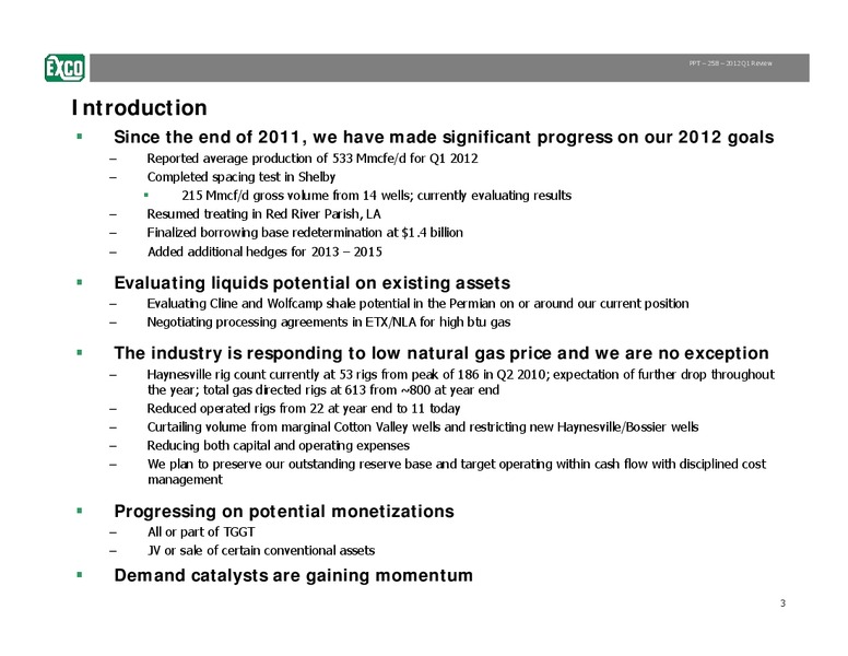 Q1 2012 Review – Exco Resources Inc. – slide 3