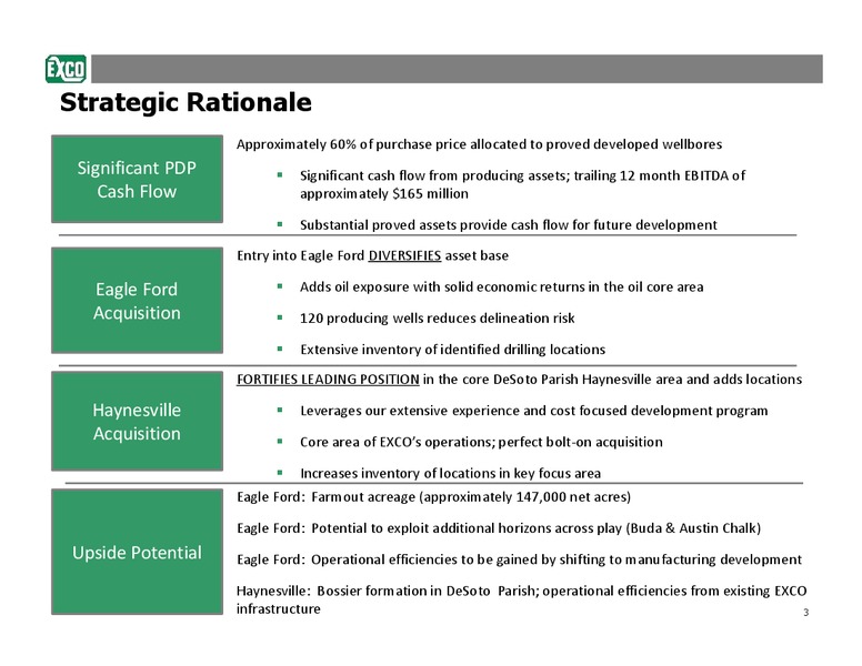 Acquisitions Overview – Exco Resources Inc. – slide 3