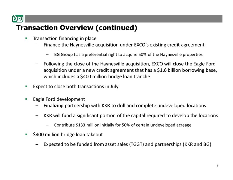 Acquisitions Overview – Exco Resources Inc. – slide 6