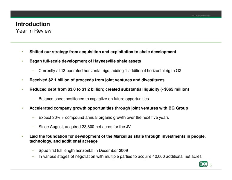 Q4 2009 Review – Exco Resources Inc. – slide 3