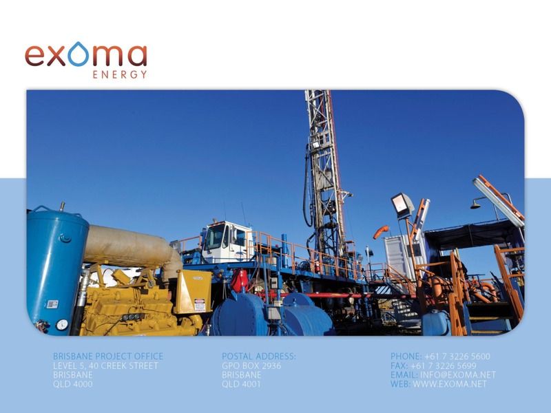 SHALE WORLD AUSTRALIA 2012 – Exoma Energy Limited – slide 21