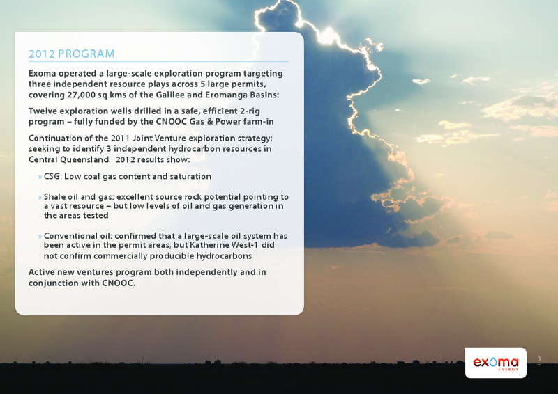 CEO PRESENTATON – Exoma Energy Limited – slide 2
