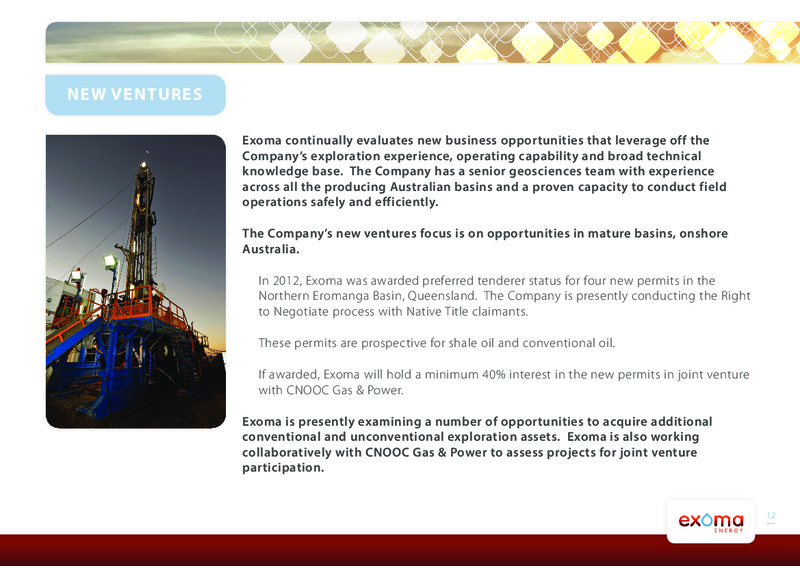 CEO PRESENTATON – Exoma Energy Limited – slide 11