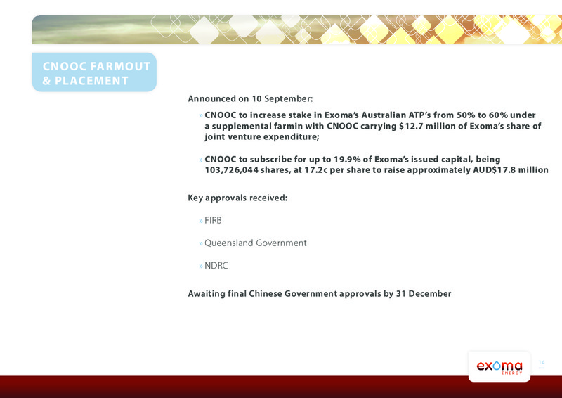 CEO PRESENTATON – Exoma Energy Limited – slide 13