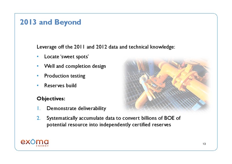 JP Morgan Shale Corporation Access Day – Exoma Energy Limited – slide 12