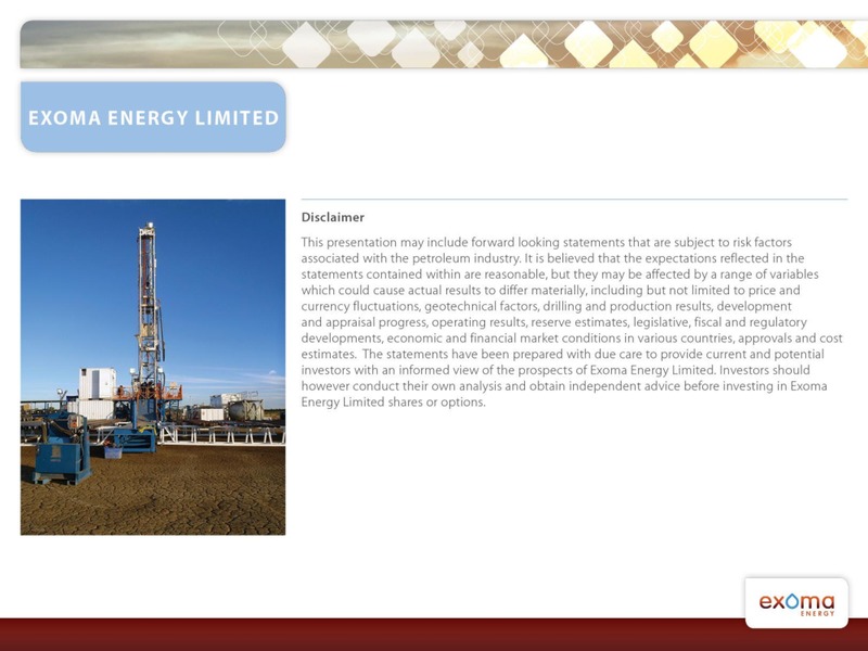 Exoma Energy Limiteds Presentation – Exoma Energy Limited – slide 3