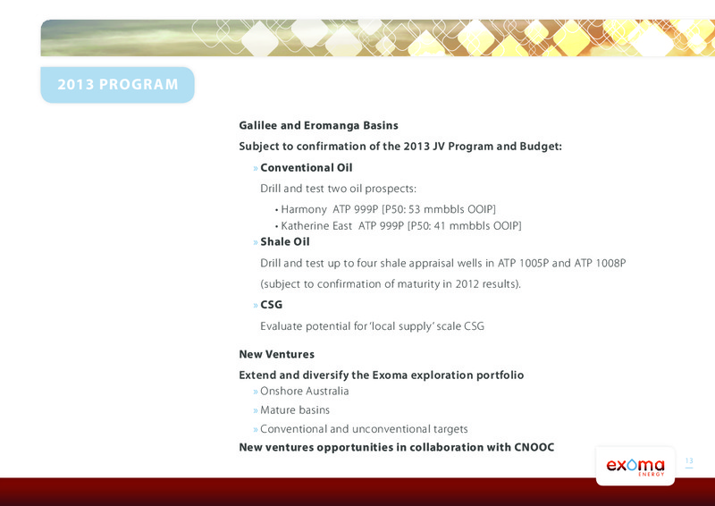 CEO PRESENTATION – Exoma Energy Limited – slide 12