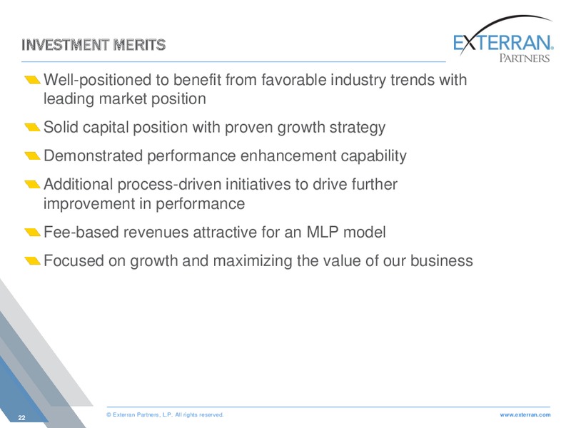 CREDIT SUISSE MLP & ENERGY LOGISTICS CONFERENCE – Exterran Holdings, Inc. – slide 22