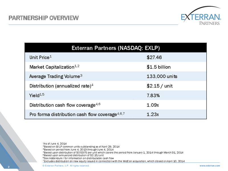 CREDIT SUISSE MLP AND ENERGY LOGISTICS CONFERENCE – Exterran Holdings, Inc. – slide 2
