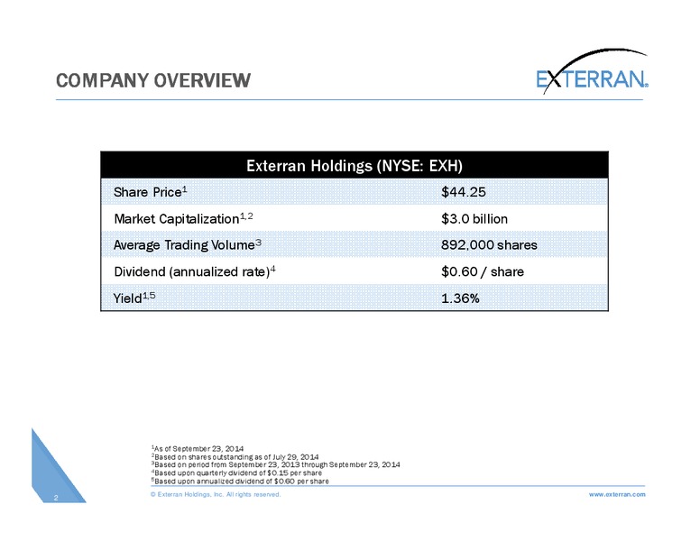 JOHNSON RICE ENERGY CONFERENCE – Exterran Holdings, Inc. – slide 2