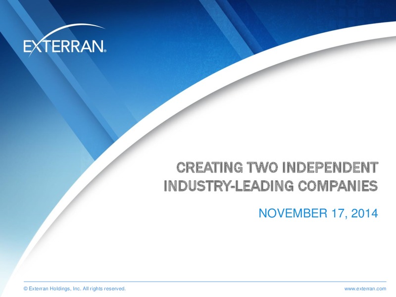 CORPORATE PRESENTATION – Exterran Holdings, Inc. – slide 1
