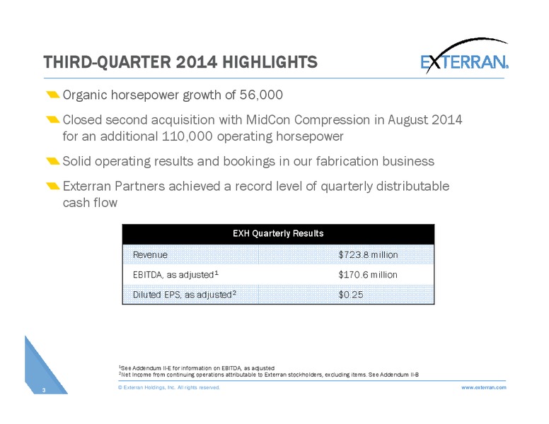 CAPITAL ONE ENERGY CONFERENCE – Exterran Holdings, Inc. – slide 3