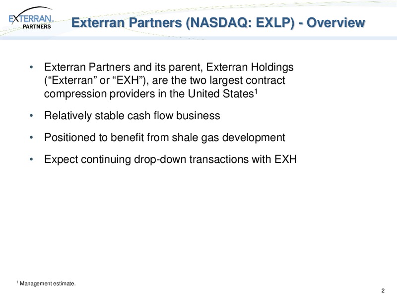 2011 MASTER LIMITED PARTNERSHIP INVESTOR CONFERENCE – Exterran Partners Lp – slide 2