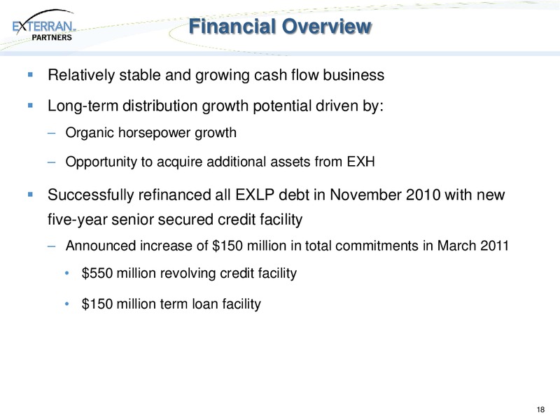2011 MASTER LIMITED PARTNERSHIP INVESTOR CONFERENCE – Exterran Partners Lp – slide 18