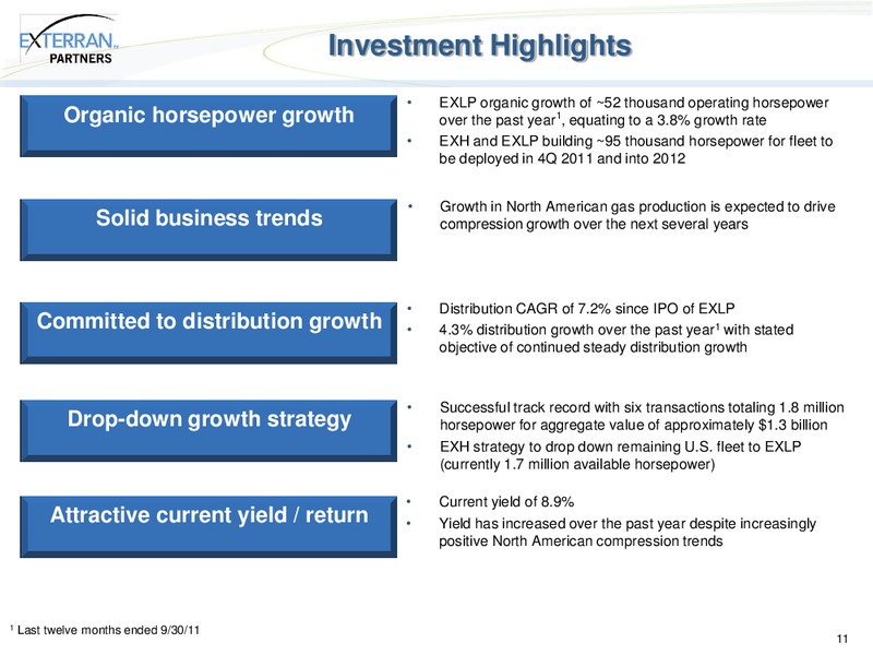 WELLS FARGO SECURITIES PIPELINE MLP AND EP SERVICES AND UTILITY SYMPOSIUM – Exterran Partners Lp – slide 11