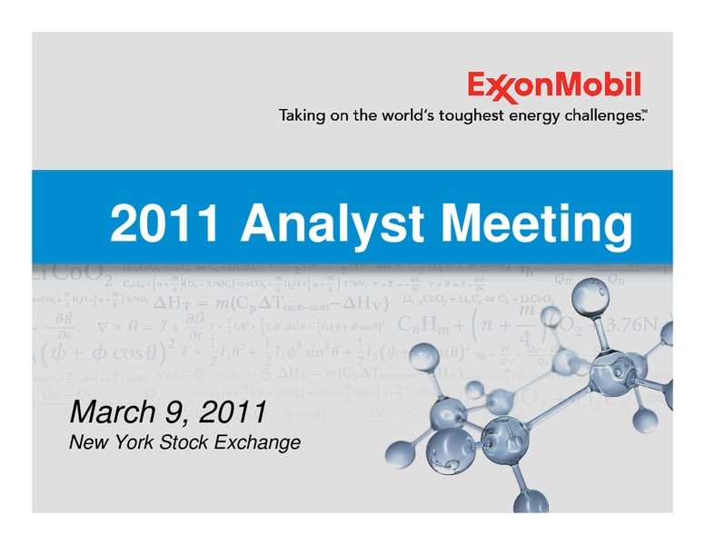 2011 ANALYST MEETING – ExxonMobil – slide 1