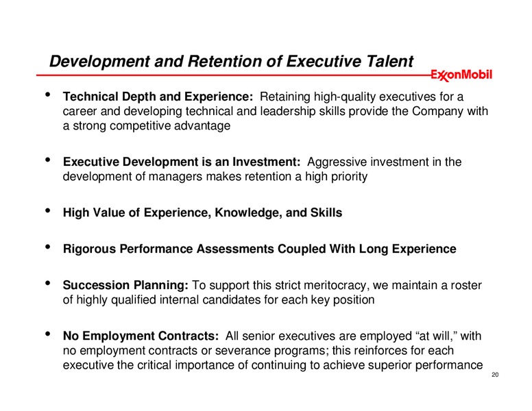 EXECUTIVE COMPENSATION OVERVIEW – ExxonMobil – slide 19