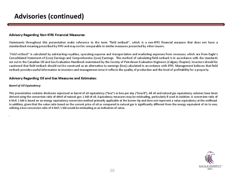 August 2018 Investor Presentation – Eagle Energy Inc. – slide 19