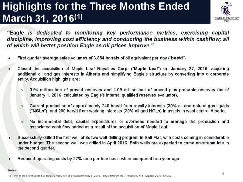 May 2016 Investor Presentation – Eagle Energy Trust – slide 3