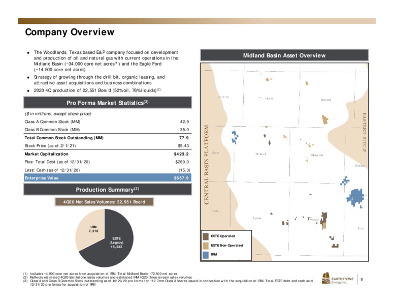 Investor Presentation   February 2021 – Earthstone Energy Inc. – slide 7