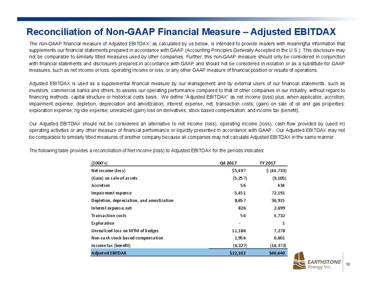 April 2018 Investor Presentation – Earthstone Energy Inc. – slide 28