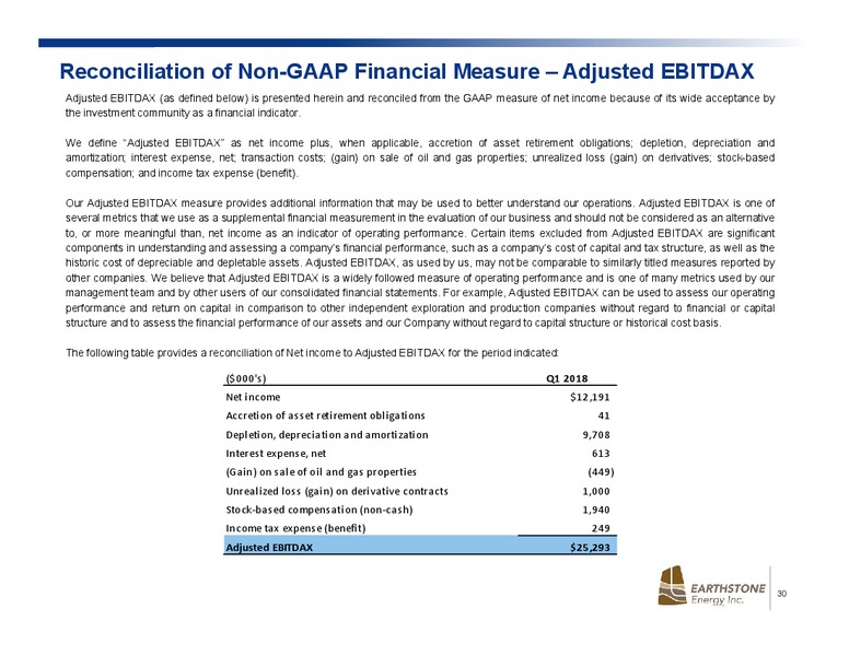 1Q 2018 Earnings Presentation – Earthstone Energy Inc. – slide 28