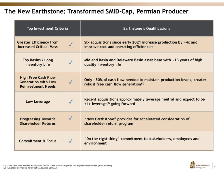Q1 2022 Earnings Presentation – Earthstone Energy Inc. – slide 2