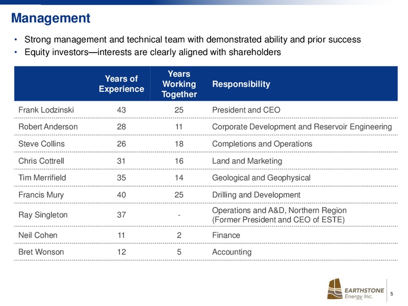IPAA TIPRO CONFERENCE – Earthstone Energy Inc. – slide 5