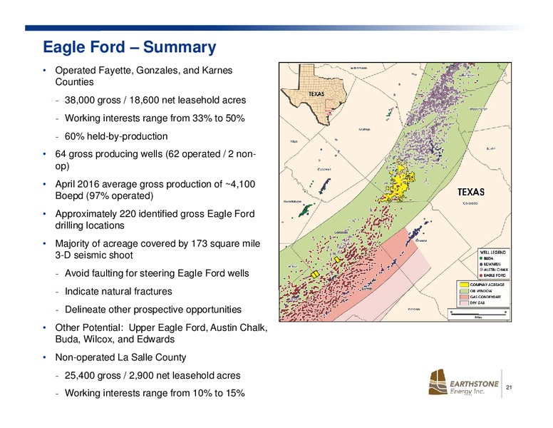 June 2016 Investor Presentation – Earthstone Energy Inc. – slide 20