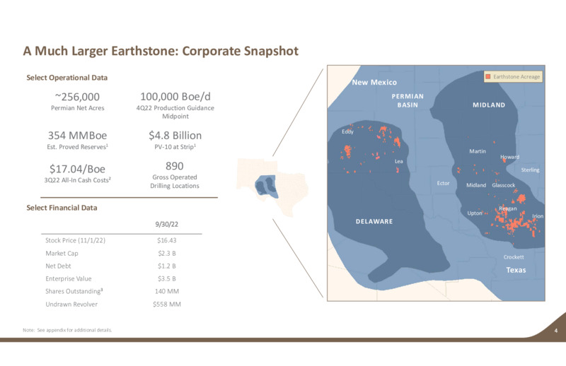 3Q 2022 Earnings Presentation – Earthstone Energy Inc. – slide 3