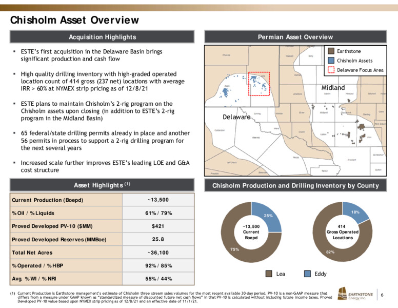 Chisholm Energy Acquisition – Earthstone Energy Inc. – slide 5
