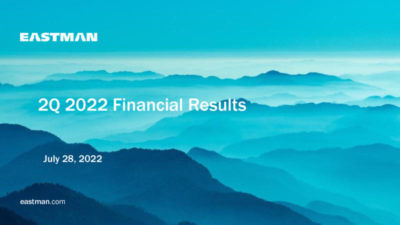 2Q 2022 Financial Results – Eastman Chemical Co. – slide 1