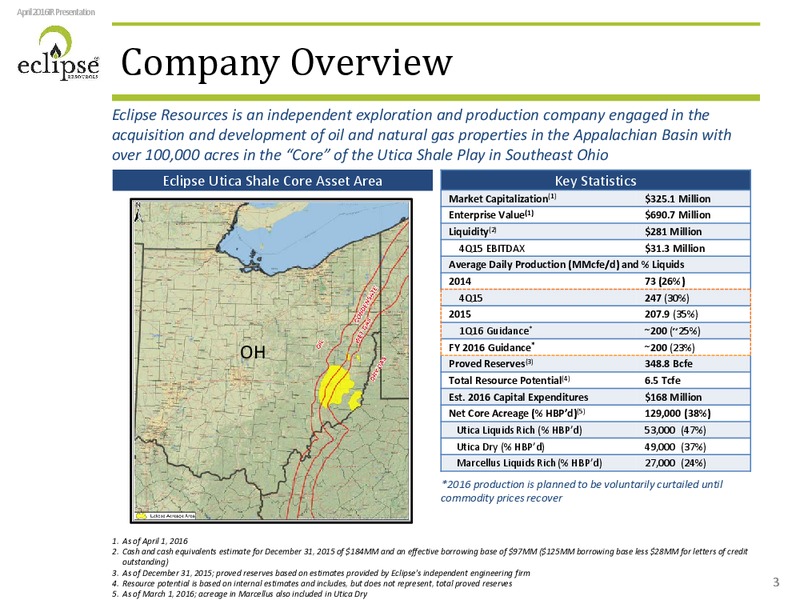 April 2016 Investor Presentation – Eclipse Resources Corp. – slide 2