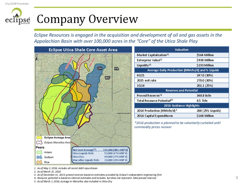 May 2016 Investor Presentation – Eclipse Resources Corp. – slide 2