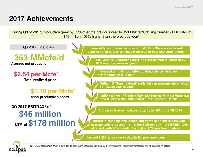 December 2017 Investor Presentation – Eclipse Resources Corp. – slide 3