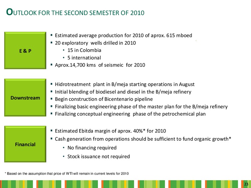 Q2 2010 Earnings Call – Ecopetrol S.A. – slide 23