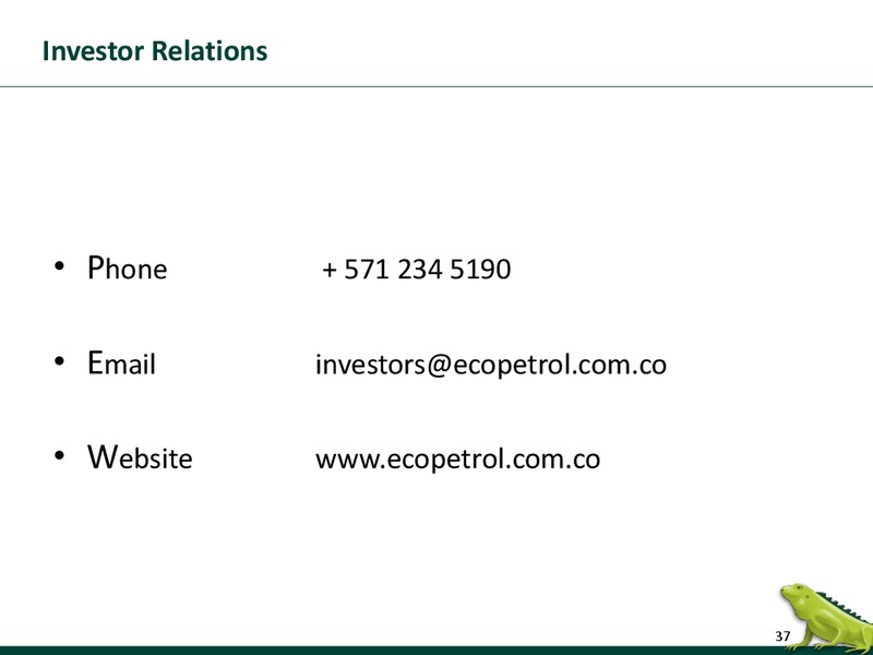 September 2015 Investor Presentation – Ecopetrol S.A. – slide 36
