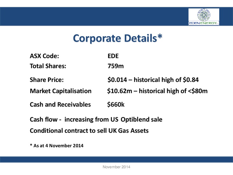 AGM Presentation – Eden Energy – slide 2