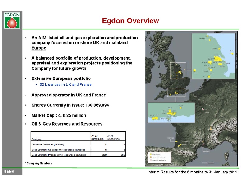 Q2 2011 RESULTS – Egdon Resources Plc – slide 6