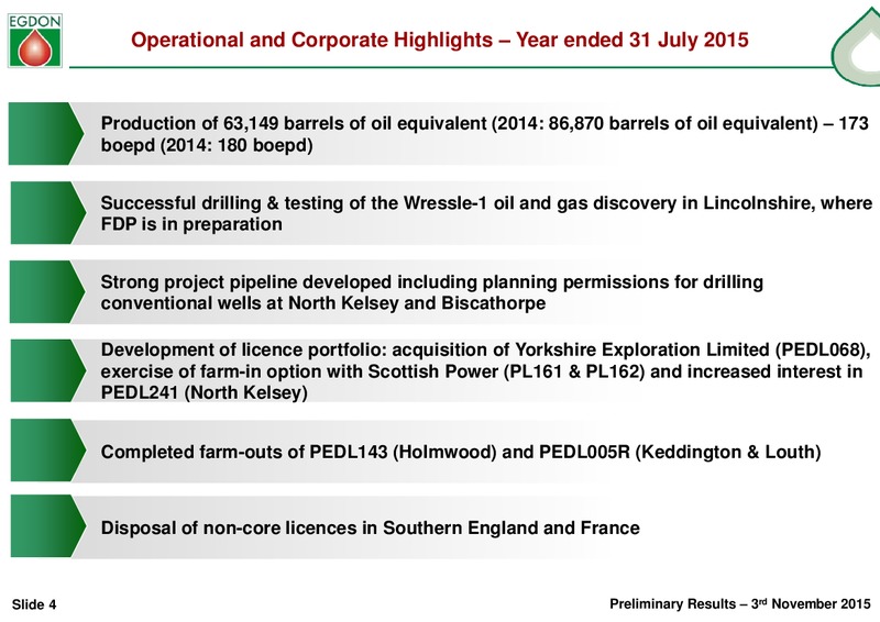 2015 Earnings Call – Egdon Resources Plc – slide 4