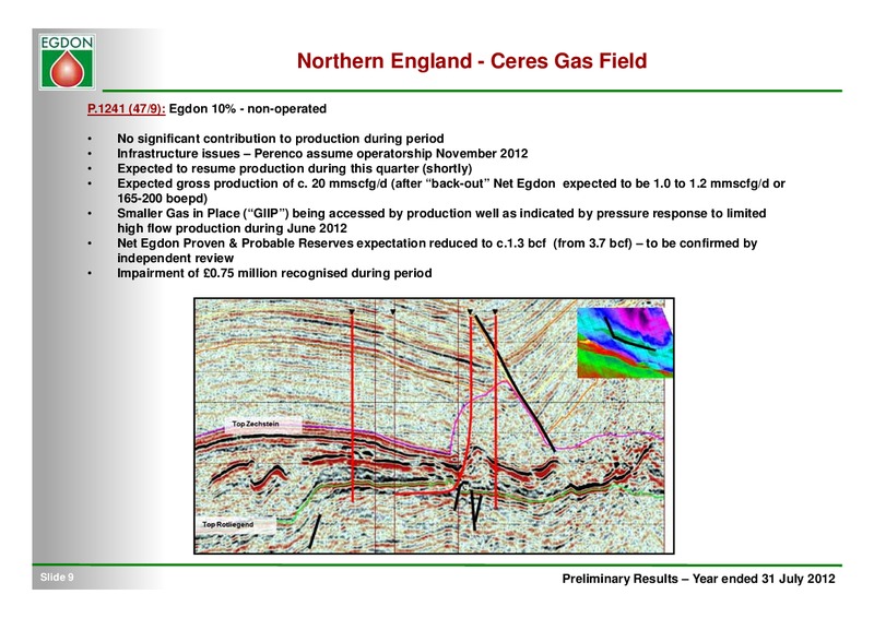 NOVEMBER 2012 INVESTOR PRESENTATION – Egdon Resources Plc – slide 9