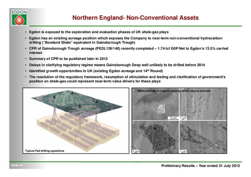 NOVEMBER 2012 INVESTOR PRESENTATION – Egdon Resources Plc – slide 14