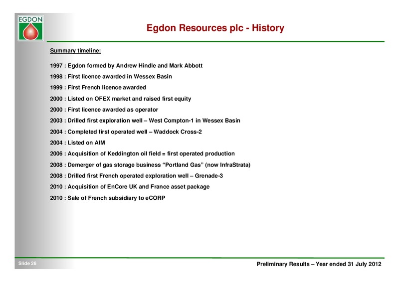 NOVEMBER 2012 INVESTOR PRESENTATION – Egdon Resources Plc – slide 26