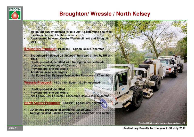 NOVEMBER 2011 INVESTOR PRESENTATION – Egdon Resources Plc – slide 11