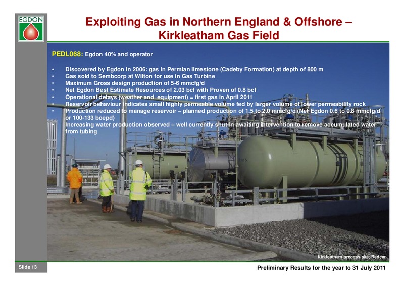 NOVEMBER 2011 INVESTOR PRESENTATION – Egdon Resources Plc – slide 13