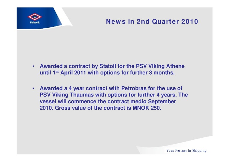 Q2 2010 INVESTOR PRESENTATION – Eidesvik Offshore Asa – slide 2