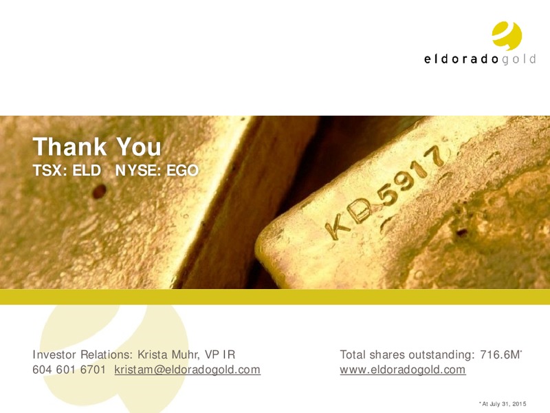 September 2015 Investor Presentation – Eldorado Gold Corp. – slide 31