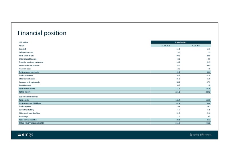 Q1 2015 RESULTS – Electromagnetic Geoservices – slide 18