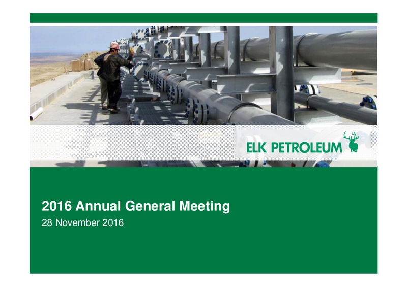 2016 Annual General Meeting – Elk Petroleum Limited – slide 1