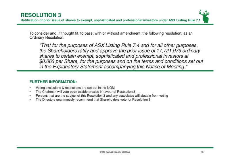 2016 Annual General Meeting – Elk Petroleum Limited – slide 45